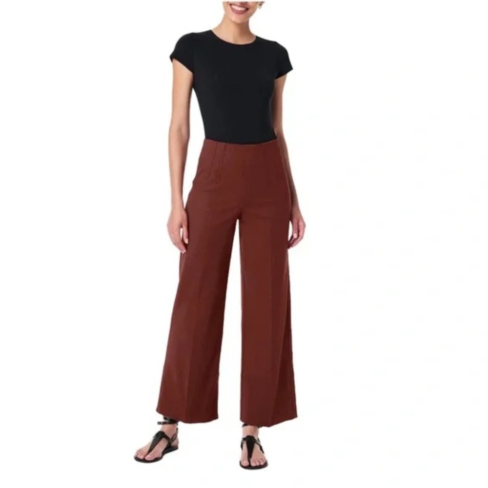 NEW SPANX Stretch Twill Cropped Wide Leg Pant Hickory XS Tall